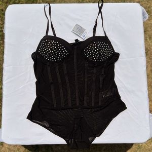 Haute Monde XL black bodysuit with rhinestones